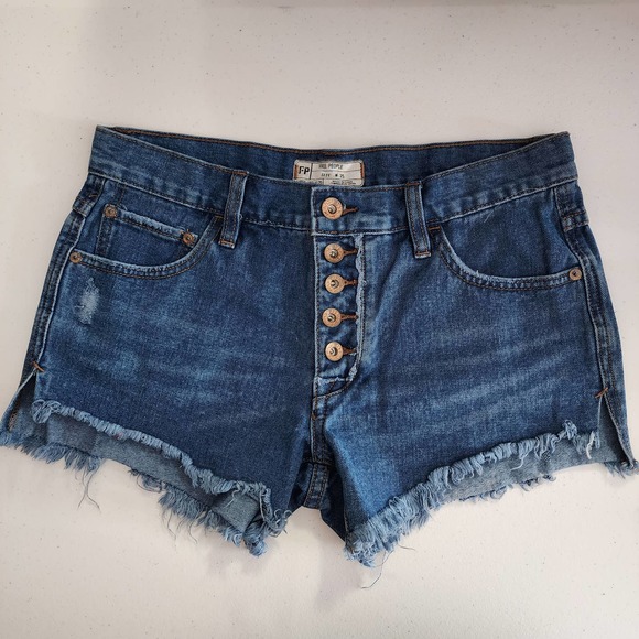 Free People Pants - Free People Loving Good Vibrations Shorts Raw Hem Size 25